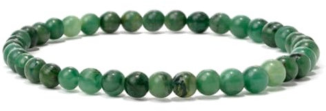 Landorilo Naturstein Perlen Heilstein Armband aus 4mm Runde Steinperlen, Yoga Armbänder für Damen Herren, Glücksarmband, Exquisite Geschenke, Ersatzperlen Inklusive(R Chrysopras)