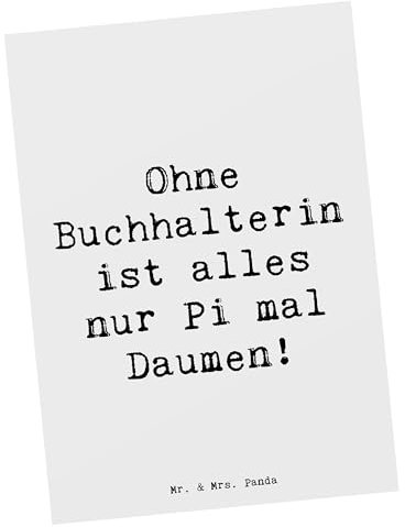 Mr. & Mrs. Panda Postkarte Spruch Ohne Buchhalterin ist alles nur Pi mal Daumen! - Geschenk, Grußkarte, Geschenkkarte, Ansichtskarten, Berufe,