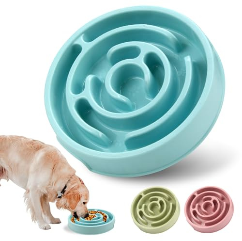Slow Feeder Dog Bowls, Silicone Dog Bowl with Anti-Slip, Slow Feeder & Non-Slip Design, Boredom and Anxiety Reducer, Suitable for All Breed Dogs and Cat (Blue)