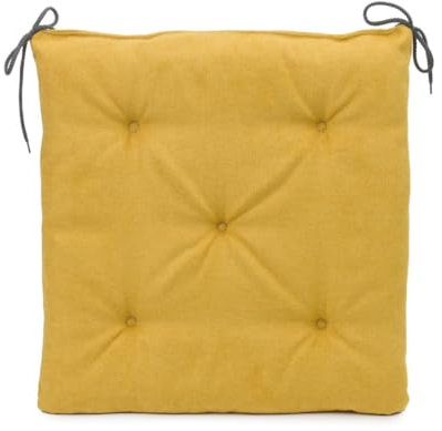 liebling Marco Sitzkissen, Sitzpolster, mit Schnüren zum festbinden, 100% Polyester, 40 x 40 x 4 cm, Farbe: senf