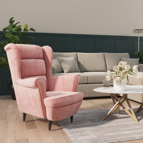 Willood Ohrensessel Sessel Fernsehsessel Relaxsessel Polstersessel für Wohnzimmer Rosa Samt
