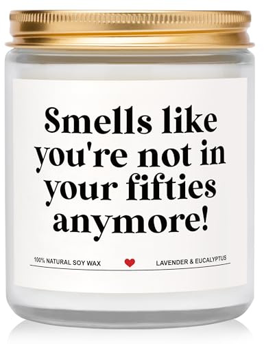Gleevara 60th Birthday Gifts for Women Men Her Him, Funny 60 Birthday Gifts for People Turning 60 - Smells Like You're Not in Your Fifties Anymore - Handmade Happy Birthday Candle