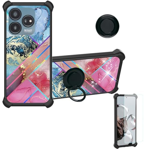 Aroepurt hülle Kompatibel Für ZTE Optus X Tap 3 Hülle Case Handyhülle Schutzhülle Cover [Mit 9H Härte HD Schutzfolie] PC + Silikon Ständer IMDH-WSS
