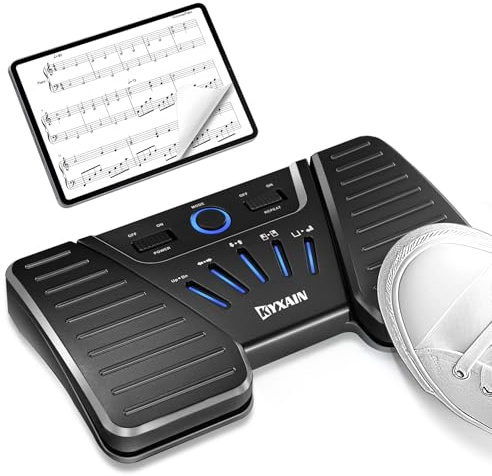 KYXAIN Kabelloser Seitenumkehrer, wiederaufladbar, Bluetooth, für iPad, Musik-Seitenwender, Fußpedal für Tablets, Handys, App, rutschfeste, leise Fußschalter