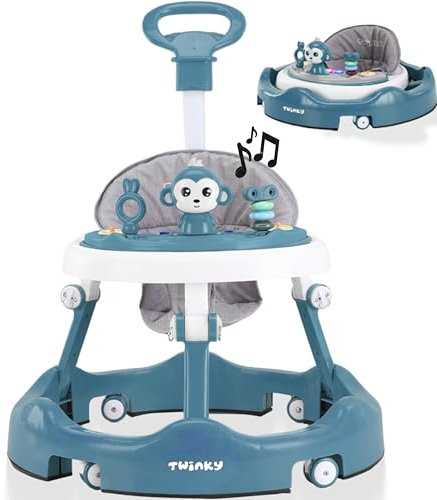 Twinky® Lauflernwagen in Azur Blau | Babywalker mit Spielset und Zubehör für sicheres und spielerisches Lernen | inkl. Fußmatte und Haltegriff