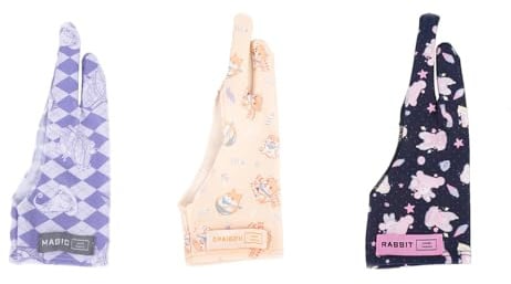 Spaseeba - Artist Drawing Gloves, Two Finger Design Animal Print Drawing Gloves for Tablet Pen iPad Right and Left Hand, M