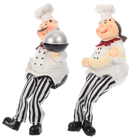 TOPBATHY Estatuas De Resina De Chef Y Camarera con Patas Colgantes para Decoración del Hogar para Estante De Cocina