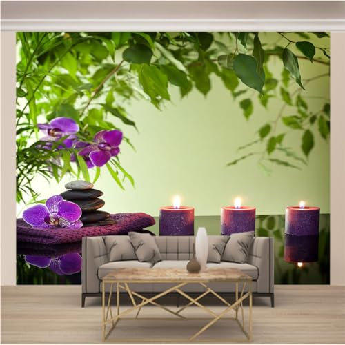 Fototapete 3D Effekt Vlies Tapeten Wandbild Moderne Art Wandtapete Wohnzimmer Schlafzimmer Küche L 200 x 140cm(B x H) Orchideen & Zen