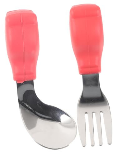 SEWOART Ensemble Dustensiles Dapprentissage Pour Bébé 2 En 1 Fourchette Cuillère Bords Souples Lavable Au Lave-vaisselle Vaisselle Pour Bébé