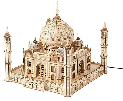 3D Puzzle Holz 260 Teile, Taj Mahal Modell, 29 x 29 x 29 cm, DIY Modellbau Modellbausatz Bausatz Holzpuzzle Holzbausatz Magic Gesicht Würfel Montage Holzarchitektur fur Erwachsene (A)