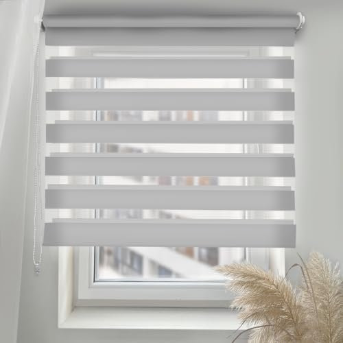 Home-Vision® DuoRollo Schrauben, Doppelrollo mit Bohren zum Anschrauben, Rollos für Fenster und Türen (Grau, B150 x H150 cm)