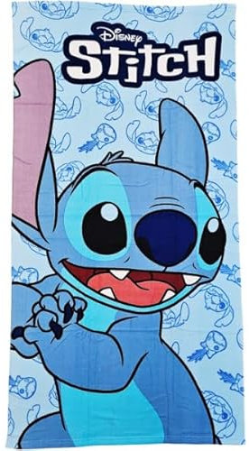 ILS I LOVE SHOPPING Serviette de plage et piscine en microfibre 140 x 70 cm séchage rapide, ultra doux pour enfant STITCH