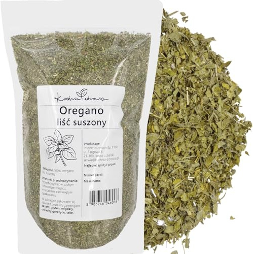 Origan Feuille Séchée 200g – Mélange Aromatique Naturel avec Feuilles d’Olivier et de Myrte | Parfait pour Cuisine Méditerranéenne | KUCHNIA ZDROWIA