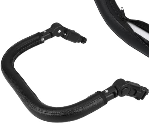 Kinderwagen Stoßstangengriff Verstellbar 3cm Schwarz PU Leder | Abnehmbar mit Reißverschluss, Dreischichtige Bauweise, Eisenkern mit Schaumstoff, Wasserfest