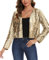 LADI TREND Ladies Open Front Top Cropped Long Sleeves Sequin Cardigans Shrugs Bolero Fully Lined Sweater for Glee Feast Cocktail Show Parties (Yellow M)