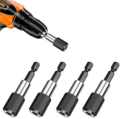 LINTRA Porta Inserti Magnetico, 4 Pezzi Porta Punte Magnetico 1/4'' 60 mm, Porta Inserti per Avvitatore, per Trapano Manuale e Avvitatore a Batteria, Sostituzione Rapida Della Punta