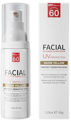 Sonnencreme Gesicht SPF 60, Tgegen UVA und UVB inted Sunscreen für Gesicht & Körper, Getönte Sonnencreme Gesicht mit Hyaluronsäure, Getönte Tagescreme (1)