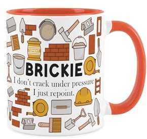 Purely Home Custom Brickie Mug - Humorous Brick Layer Novelty Gifts for Construction Workers - Tea/Coffee Hot Drinks Orange Ceramic Cup Present