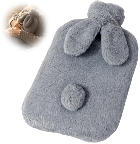 GYHWOFUL 2L Plüsch Wärmflasche – Süße Hasenform, Kinder Wärmflasche mit Bezug, Kuschelige Bettflasche, Hot Water Bottle für Winter & Zuhause