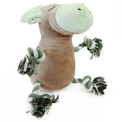 Pet Brands Dog Rope Plush Toy, Interactive Play Moose Tug of War Toy, Cord Arms & Legs, Soft Cuddle Toy for Dogs & Puppies