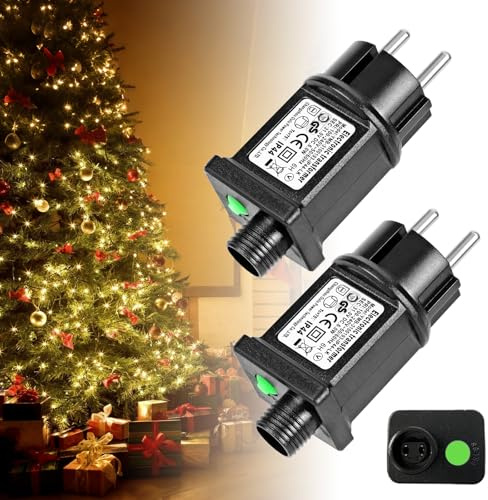 31V 6W Lichterkette Netzteil Adapter,Ambesty LED Netzteil, Niederspannungs Transformator mit 8 Lichtmodi und Speicherfunktion, IP44 GS Stecker für Weihnachtsbeleuchtung Lichterkette (2 Stück)