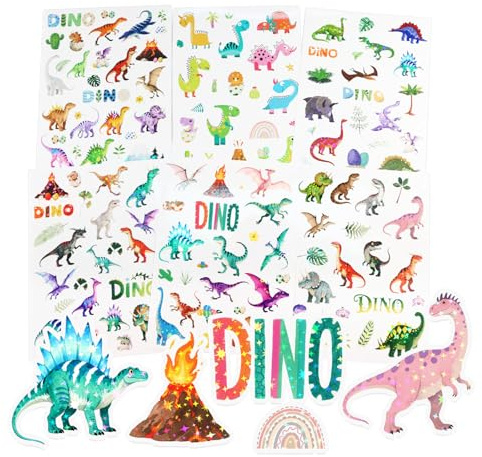 6 Blätter Dino Sticker Kinder, Glitzer Aufkleber, Dino Party Kindergeburtstag Gastgeschenke, Party Kindergeburtstag Kinder Weihnachten Gastgeschenke(Dinosaurier)