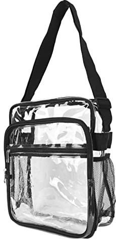 RASTKY Stadium Zugelassene Klare Tasche für Reisekonzerte Sportveranstaltungen - Clear Umhängetasche Modes Leichtes Leichtkapazität Transparenter Umhängetasche (Black)
