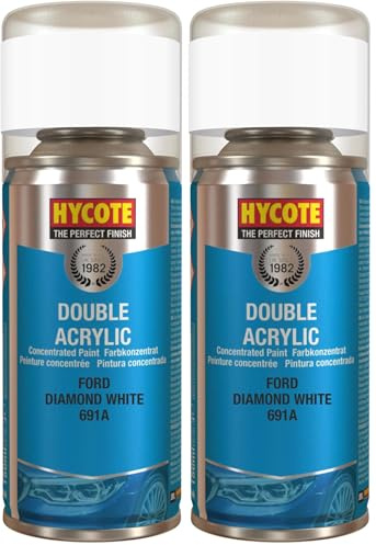 Hycote Double Acrylic Aerosol Car Spray Paint, Ford - Diamond White, 150 ml (Pack of 2)