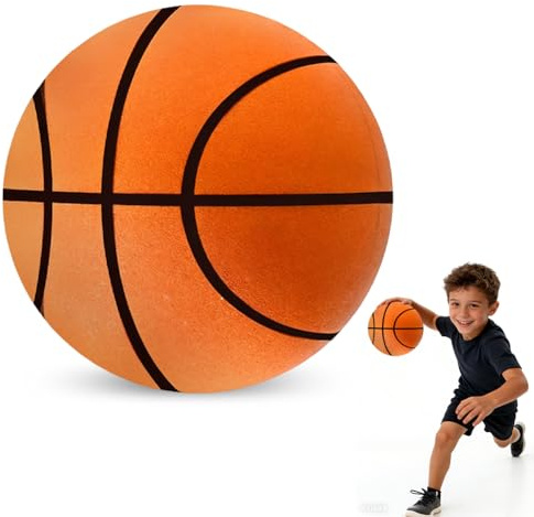 Fouvin Silent Basketball, 2026 Upgrade Silent Basketball, 24 cm/9,4 Zoll Hochdichter Schaumstoffball für Training im Raum,Lightweight Training Ball (Orange)