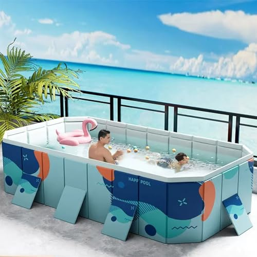 Faltbarer Swimmingpool, zusammenklappbarer Pool, 5 Schichten dick, robust, langlebig, tragbare Badewanne, aufblasbar, schnelle Entwässerung, Planschbecken