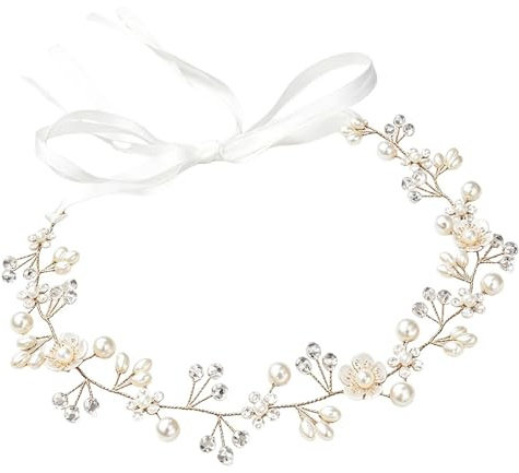 Braut Haarschmuck Hochzeit Blumen Kristall Perlen Haarreif Hochzeit Gold | Strass Stirnbänder Hochzeit Elegante Brautschmuck Blumenkranz Haare Hochzeit für Frauen Mädchen Braut Proms Geburtstag Party