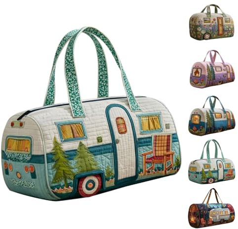 YCBMINGCAN Reisetasche Hippie Bus Tasche Quilted Duffle Bag Boho Wochenendtasche für Kurztrips,Retro-Stil Reisetaschen für Damen Herren,Bus Design Hippibustasche für Camping Urlaub & Festival