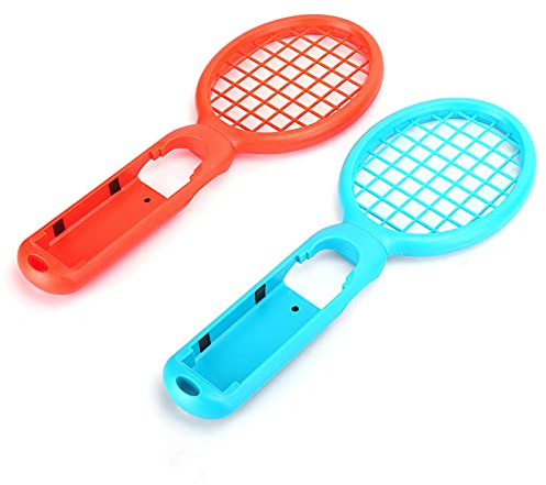 CHICIRIS Leichter Tennisschläger-Gamecontroller, Langlebig und Tragbar mit Riemen für Mehr Sicherheit, Ideal für Tennis-ACE-Spiele, ABS-Material, Menge 2, Größe 11,6 X 4,3 X 0,9 Zoll (Rot + Blau