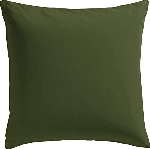 REDBEST Kissenhülle, Kissenbezug Uni Seattle, 100% Baumwolle dunkelgrün Größe 50x50 cm - Robustes, glattes Gewebe, mit praktischem Reißverschluss
