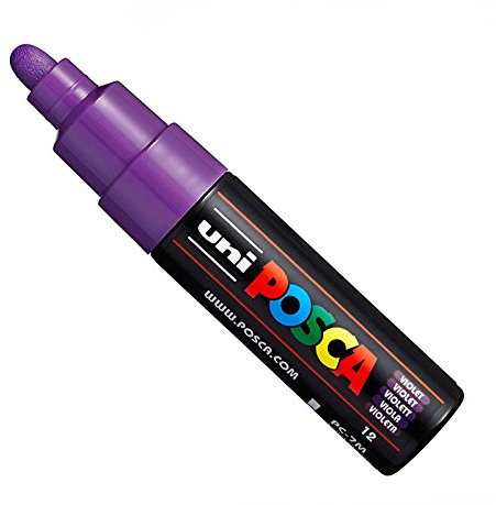 Posca Uni PC-7M Paint Marker Art Pens - Large Bullet Nib 4.5-5.5mm - 15 Colours - New for 2017 - Violet