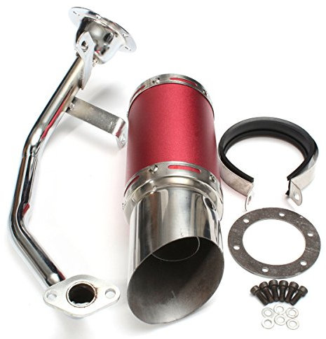 Alamor 50mm/2in Performance système d'échappement en Acier Inoxydable Courte Fibre de Carbone pour GY6 50cc 150cc Scooter - Rouge
