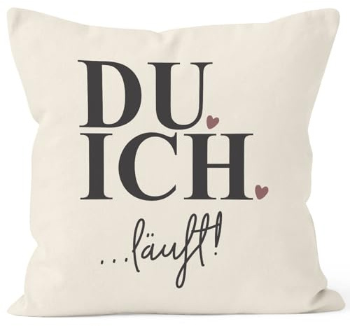 MoonWorks® Kissenbezug Kissenhülle mit Spruch Du Ich läuft Liebes-Geschenk Partner Freundin Freund Natur Unisize