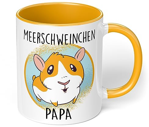 True Statements Tasse Meerschweinchen-Papa - tolles Geschenk für Tierfreunde - spülmaschinenfest - beidseitig Bedruckt - Farbe goldgelb (Meerschweinchen-Papa)