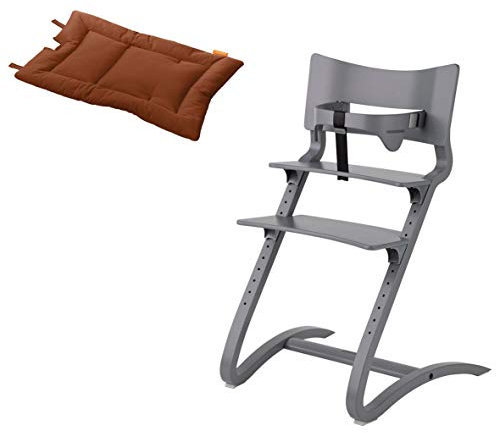 Leander Stuhl grau - Hochstuhl - Kinderstuhl - Erwachsenenstuhl mit Babybügel + Kissen ginger