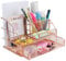 Ogrmar Rose Gold Desk Supplies Organizer, Multi-Functional Mesh Desk Organizer with 6 Compartments & Desk Drawer Organizer for Office Supplies and Desk Accessories（Rose Gold） (9 X 6 X 6)