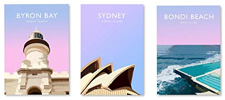 The East Coast of Australia Coastal Three Travel Prints Cape Byron Bay Leuchtturm Sydney Opera House and Bondi Beach Ocean Pool
