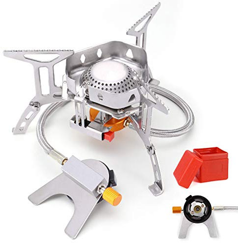 Mini extérieur Stoves Réchaud de camping pliable à gaz Brûleur Graveurs de cuisson en acier inoxydable de pique-nique Camping backpacking Réchaud à gaz léger avec housse de transport Portable