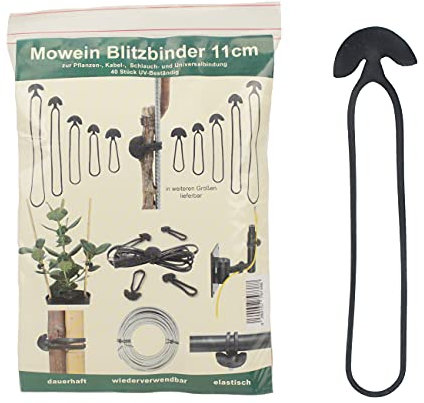 Mowein 40 Blitzbinder 11cm - Pflanzenbinder für Gartenbau und Haushalt | Kabelbinder | Schlauchbinder | Universalbindung aus Gummi | 40 Stück | UV-beständig und elastisch | wiederverschließbar