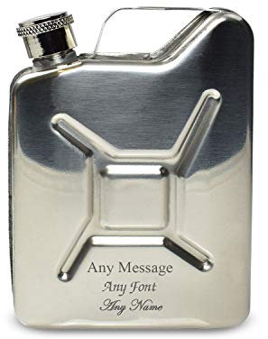 Personalised Engraved Silver Jerry Can Hip Flask, Personalise with Any Message for Any Occasion