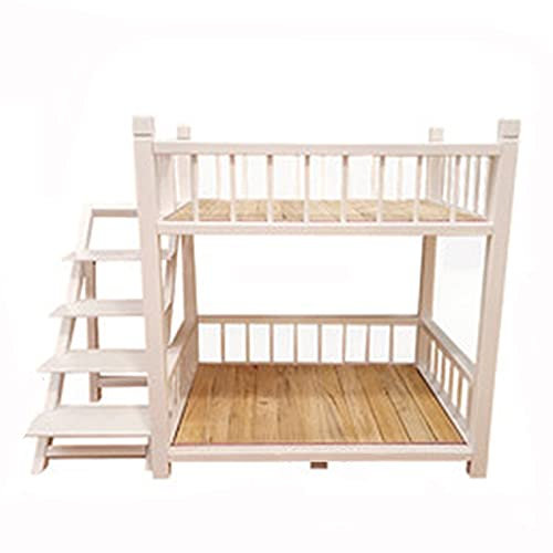 Haustierbett auf Mehreren Ebenen Hundebett, Etagenbett für kleine und mittelgroße Hunde und Katzen, Wasserdichtes Innen-Maisonette-Bett für Haustiere mit Treppe(Size:73x37x50cm,Color:White)