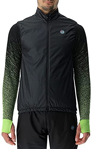 UYN Veste de Course Coreshell pour Homme, Homme, Coupe-Vent, O102199, Tableau Noir mélangé/Noir, L