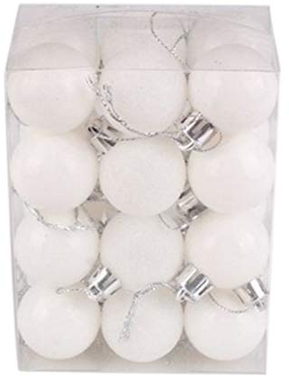 Weihnachtskugeln Weihnachtsdeko Set 24 STK in 3cm, Kunststoff Weihnachtsbaumkugeln Box mit Aufhänger Christbaumkugeln Plastik Bruchsicher, Weihnachts Weihnachtsdekorationen (Weiß, 3cm)