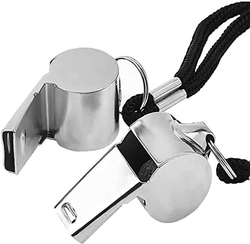 Voarge Edelstahl Pfeife Whistles Multifunktions Beweglicher, für Schiedsrichter, Trainer, Rettungsschwimmer, Notfall, Fußball, Basketball, Fußball, Hockey, 2 Stück