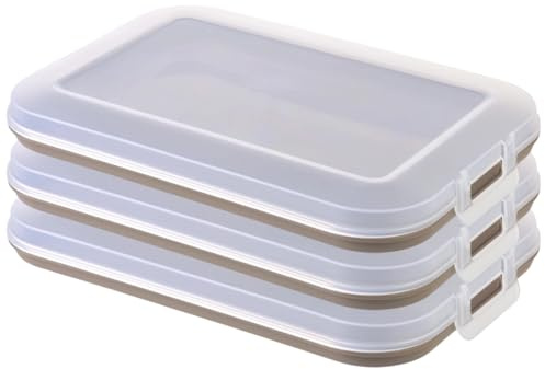 Engelland 3er Set Aufschnitt-Dosen mit integrierter Servierplatte, Frischhaltedose, Aufbewahrungsbox, Lebensmittelbehälter, Aufschnitt-Box, stapelbar, BPA-frei, Küchenbedarf, Kunststoff, Braun