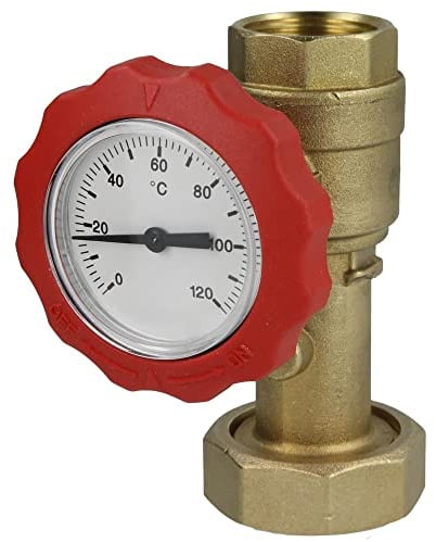Oeg Kugelhahn mit Thermometer rot 1 IG x 1 1/2 ÜWM